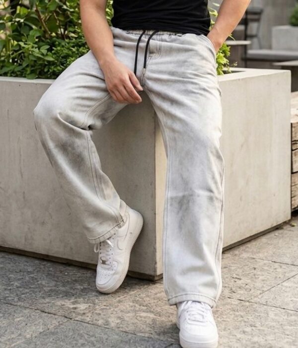 Pantalon homme jambe large en coton — Gris (XL, XXL, XXXL)