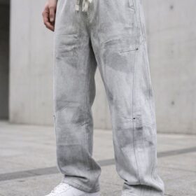 Pantalon homme jambe large en coton — Gris (XL, XXL, XXXL) – Image 12