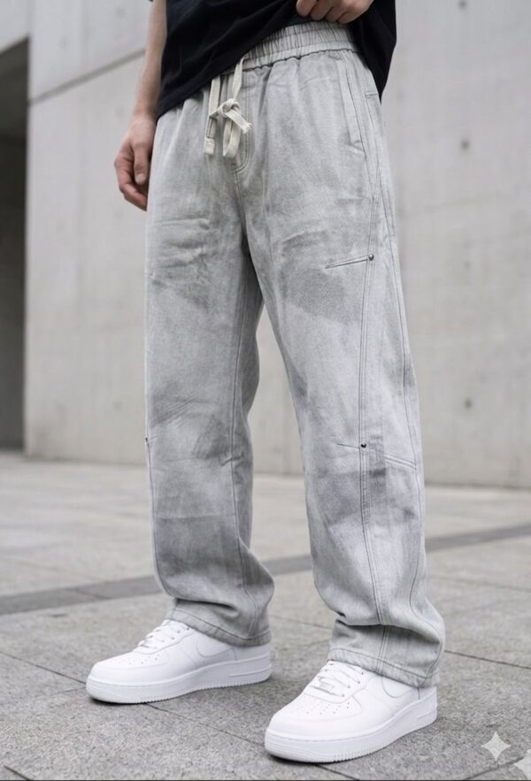 Pantalon homme jambe large en coton — Gris (XL, XXL, XXXL)