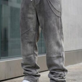 Pantalon homme jambe large en coton — Gris (XL, XXL, XXXL) – Image 8