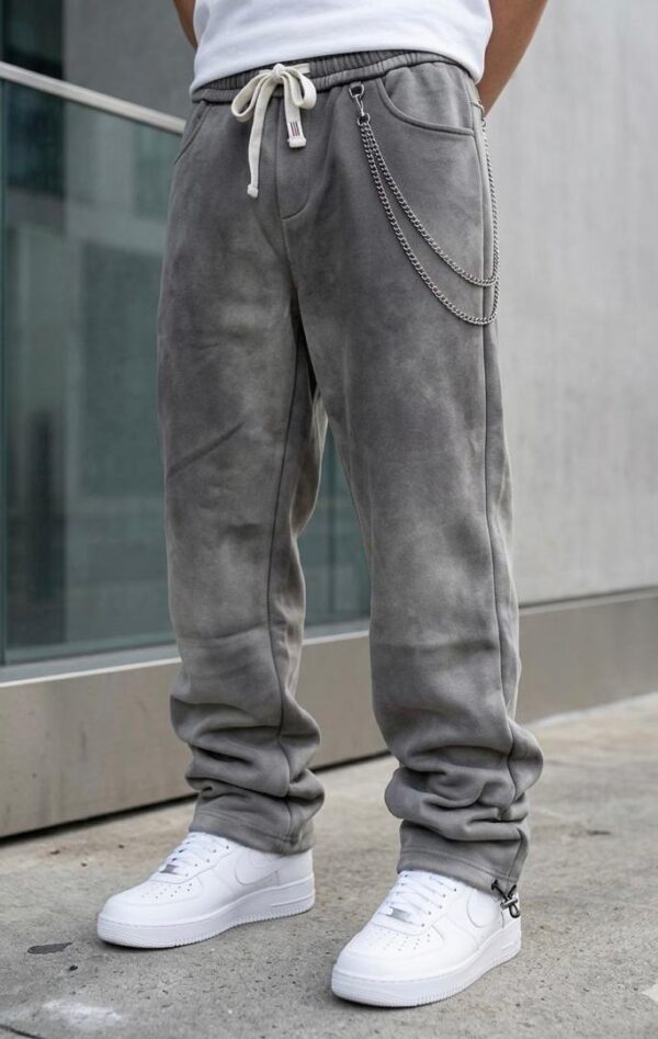 Pantalon homme jambe large en coton — Gris (XL, XXL, XXXL)