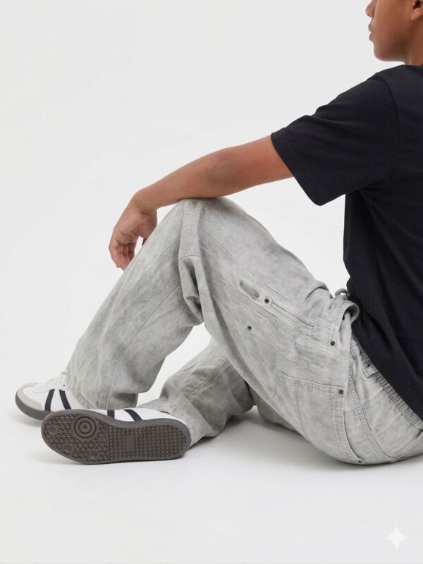 Pantalon homme jambe large en coton — Gris (XL, XXL, XXXL)