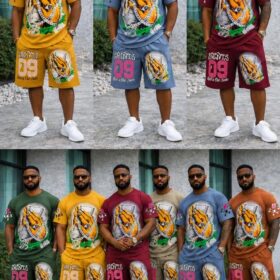 Ensemble short multicolore unisexe | Tissu sergé 100% polyester · Tailles XL-XXL – Image 2