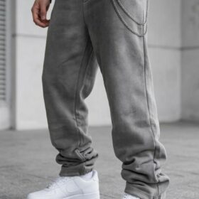 Pantalon homme jambe large en coton — Gris (XL, XXL, XXXL) – Image 6