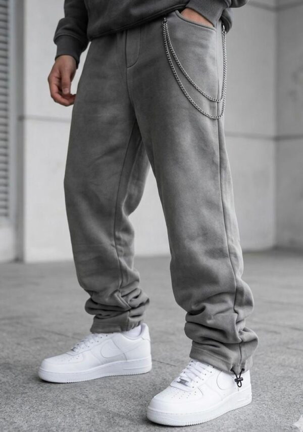 Pantalon homme jambe large en coton — Gris (XL, XXL, XXXL)