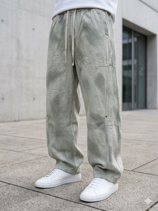 Pantalon homme jambe large en coton — Gris (XL, XXL, XXXL)