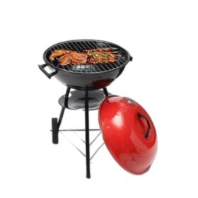 Barbecue au charbon portable — métal, roulettes (Rouge / Noir)