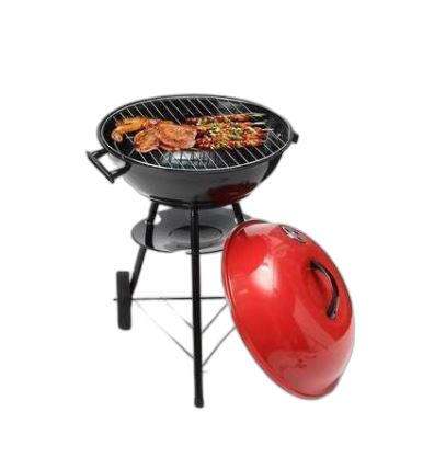 Barbecue au charbon portable — métal, roulettes (Rouge / Noir)