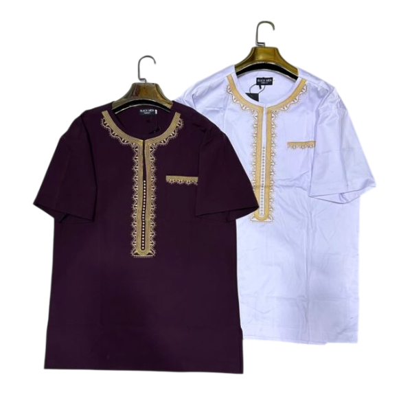 Chemise africaine homme à manches courtes — tissu léger (Tailles L à XXXL)
