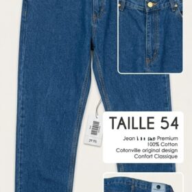 Jean femme Cotonville — Coupe droite taille haute • Taille 54 (Bleu denim, 100% coton) – Image 2