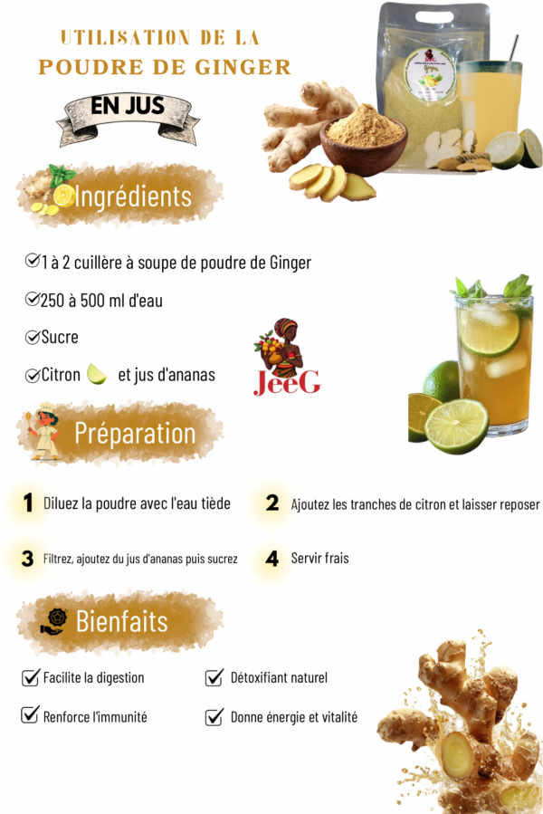 Poudre de gingembre 100% naturelle