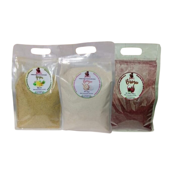 Pack Xeweul — Trio de poudres pour jus (Bouye, Gingembre, Bissap) avec sac filtrant Pack Xeweul — Trio de poudres pour jus (Bouye, Gingembre, Bissap) avec sac filtrant