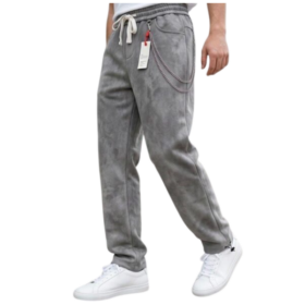 Pantalon homme jambe large en coton — Gris (XL, XXL, XXXL)