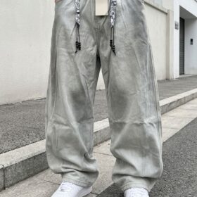 Pantalon homme jambe large en coton — Gris (XL, XXL, XXXL) – Image 3