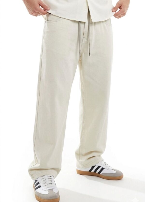 Pantalon homme jambe large en coton — Gris (XL, XXL, XXXL)