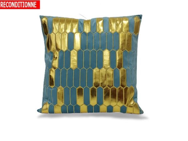Coussin décoratif  — Bleu clair & doré (reconditionné, léger défaut)