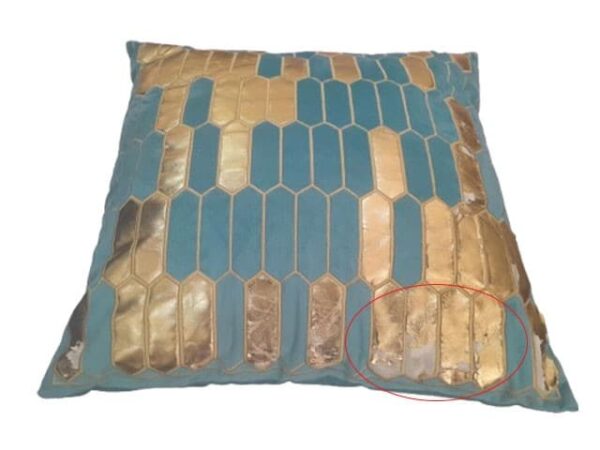 Coussin décoratif  — Bleu clair & doré (reconditionné, léger défaut)