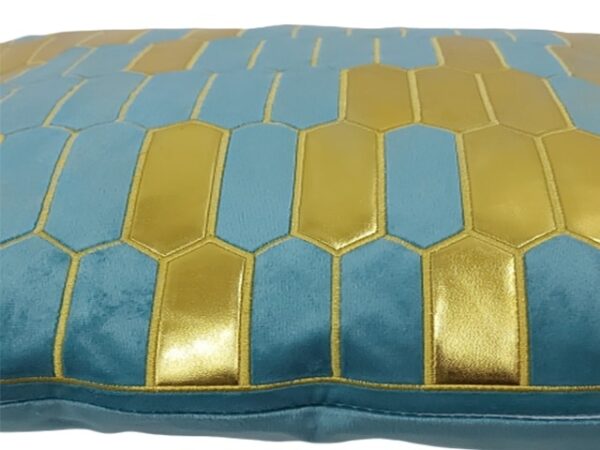 Coussin décoratif  — Bleu clair & doré (reconditionné, léger défaut)