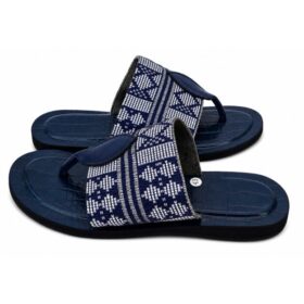 Sandale homme cuir et pagne tissé — Bleu (pointures 41–43)