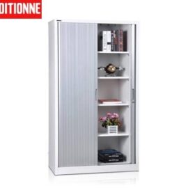 Armoire métallique haute FC‑E18‑D2‑2 — Portes coulissantes (reconditionnée,Noir)