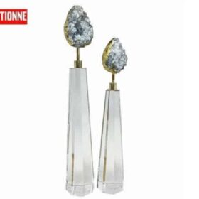Vase De Décoration Set De 2 Pièces Ref 07 Couleurs Gris Doré Reconditionné