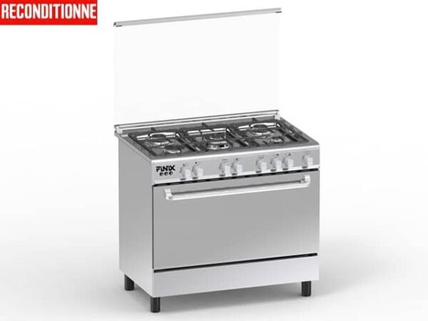 Cuisinière à gaz Finix G95ND-M — 5 feux 90×60 cm Inox (Reconditionnée)