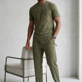Ensemble homme — chemise + pantalon en gaze de coton gaufrée, léger et respirant (XL-XXL) – Image 5
