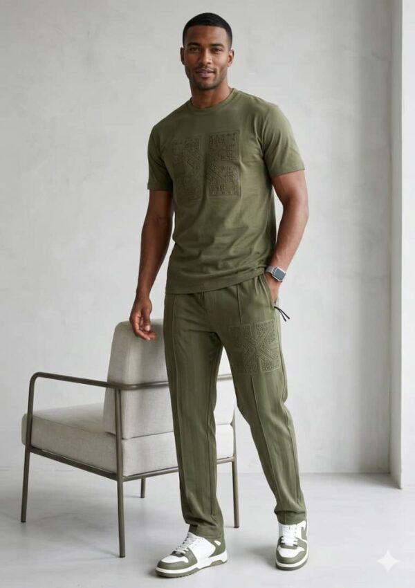 Ensemble homme — chemise + pantalon en gaze de coton gaufrée, léger et respirant (XL-XXL)