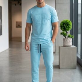 Ensemble homme — chemise + pantalon en gaze de coton gaufrée, léger et respirant (XL-XXL) – Image 4