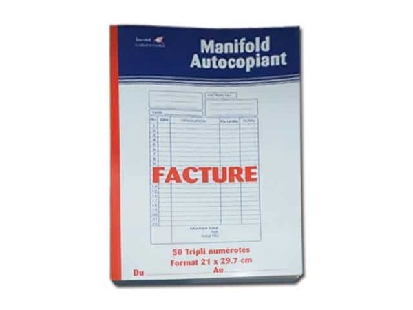 Facture autocopiant Manifold A4 210X297 (Déstockage) Facture autocopiant Manifold A4 210X297 (Déstockage)