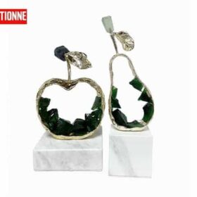 VASE DE DECORATION SET DE 2 PCS REF 011 COULEUR VERT RECOND Z