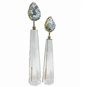 VASE DE DECORATION SET DE 2 PCS REF 07 COULEUR GRIS DORE RECOND Z