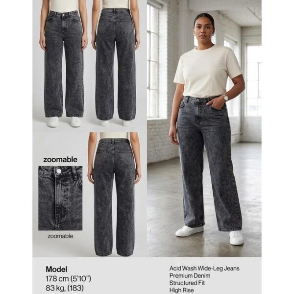Jean Wide-Leg Fashion Nova - Lavage Acide - Taille 28 Jean Wide-Leg Fashion Nova - Lavage Acide - Taille 28