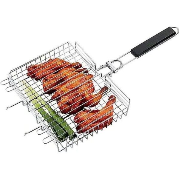 Grille rectangulaire réversible en acier inoxydable pour barbecue Grille rectangulaire réversible en acier inoxydable pour barbecue