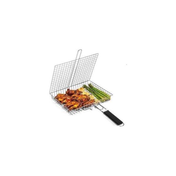 Grille rectangulaire réversible en acier inoxydable pour barbecue Grille rectangulaire réversible en acier inoxydable pour barbecue