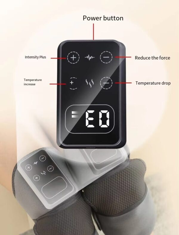 Genouillère chauffante et massante rechargeable — écran LED, infrarouge, USB Genouillère chauffante et massante rechargeable — écran LED, infrarouge, USB