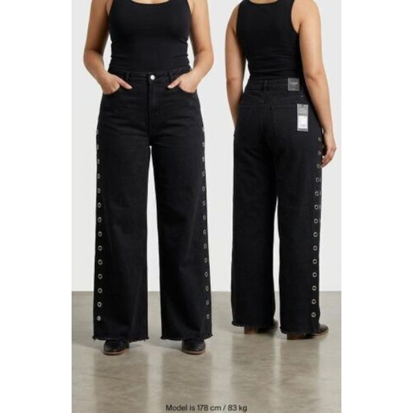 Pantalon wide leg noir à lacets métalliques — Fashion Nova (Taille 36 )