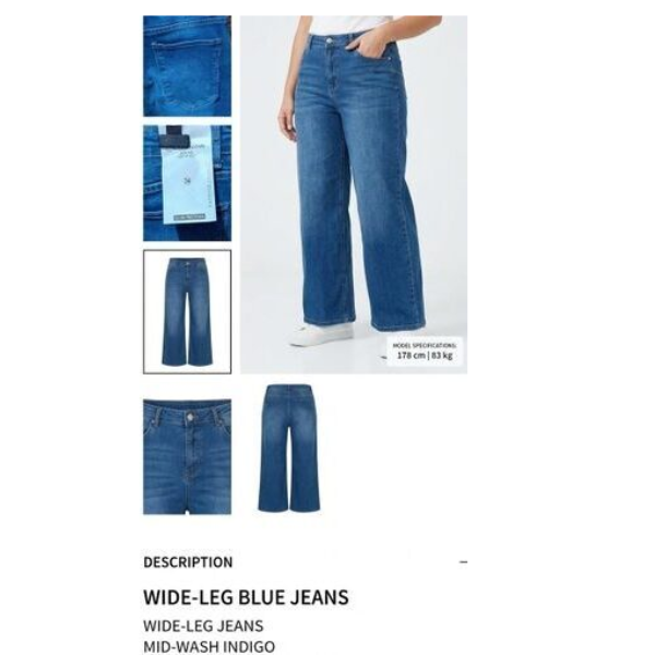 Jean femme Wide Leg - Bleu denim - Taille 34