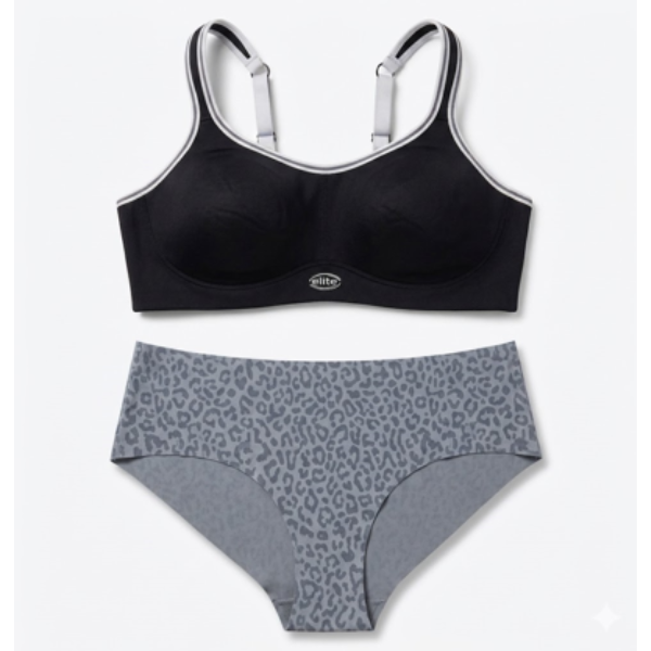 Ensemble Lingerie Sport Performance : Soutien-gorge 14C & Culotte Taille M - Gris Imprimé Ensemble Lingerie Sport Performance : Soutien-gorge 14C & Culotte Taille M - Gris Imprimé
