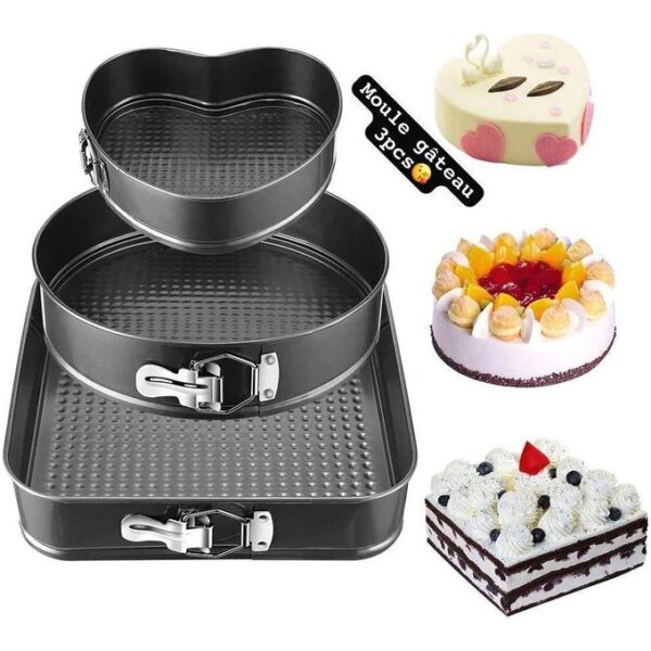 Lot de 3 moules à gâteau ronds 24 / 26 / 28 cm — Noir Lot de 3 moules à gâteau ronds 24 / 26 / 28 cm — Noir