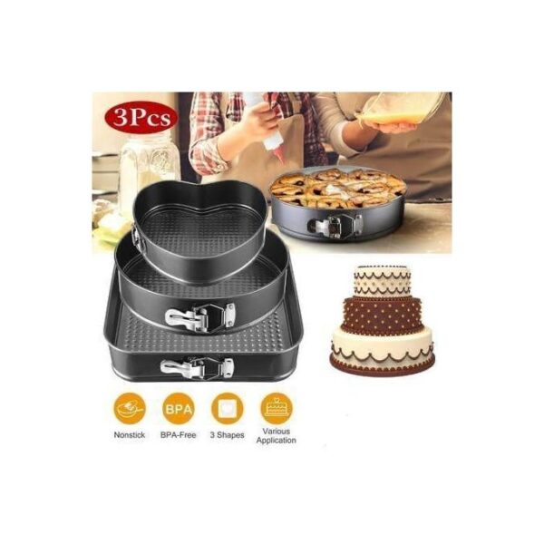 Lot de 3 moules à gâteau ronds 24 / 26 / 28 cm — Noir Lot de 3 moules à gâteau ronds 24 / 26 / 28 cm — Noir