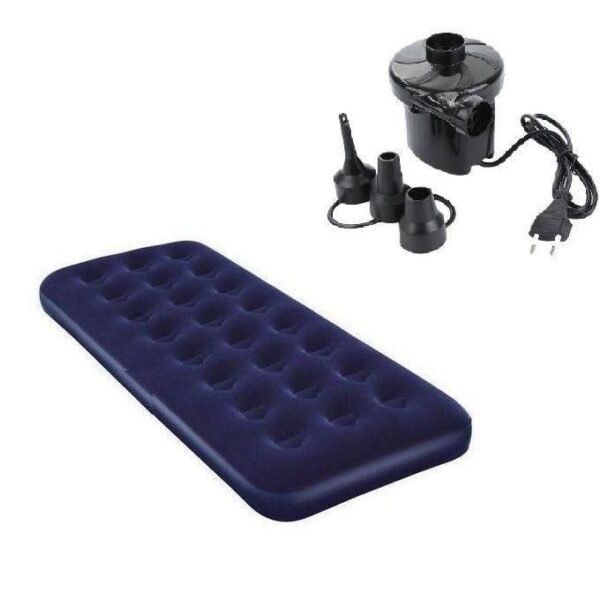 Matelas gonflable 1 place avec gonfleur — épaisseur 22 cm (vérifier dimensions) Matelas gonflable 1 place avec gonfleur — épaisseur 22 cm (vérifier dimensions)