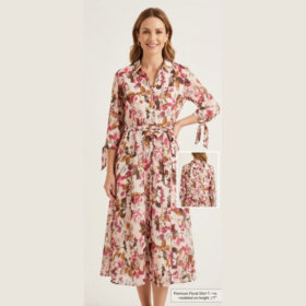 Robe Longue Fleurie à Ceinture – Style Élégant et Léger – Taille UK 18 (XXL) Robe Longue Fleurie à Ceinture – Style Élégant et Léger – Taille UK 18 (XXL)
