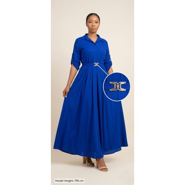 Robe Longue en Lin pour Femme – Bleu Roi - (taille:178cm) Robe Longue en Lin pour Femme – Bleu Roi - (taille:178cm)