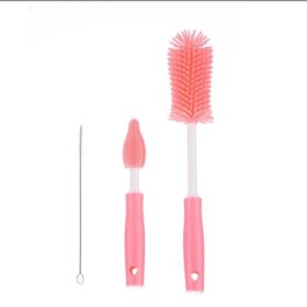 Brosse de nettoyage biberon en silicone – Rose