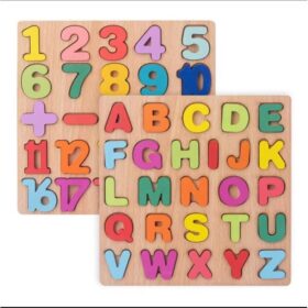 Lot de 2 puzzles alphabet et chiffres en bois