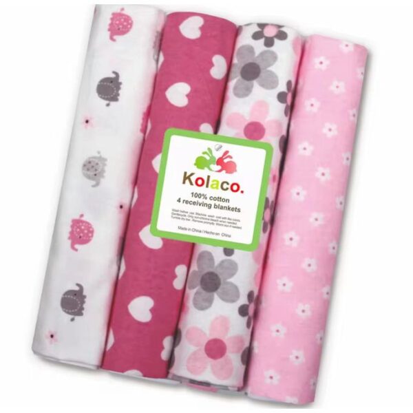 Lot de 4 langes bébé en coton 102 x 76 cm