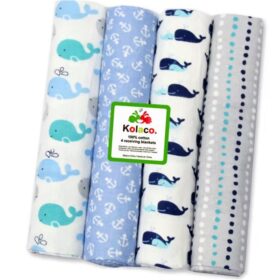 Lot de 4 langes bébé en coton 102 x 76 cm Lot de 4 langes bébé en coton 102 x 76 cm
