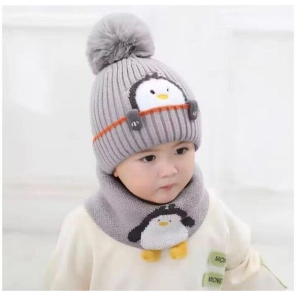 Ensemble bonnet et écharpe bébé 0-3 ans – Gris Ensemble bonnet et écharpe bébé 0-3 ans – Gris