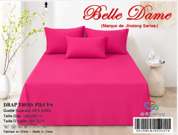 Ensemble Drap 3 Pièces(1 draps/2 taies d 'oreillers) 100% Coton – Qualité Supérieure